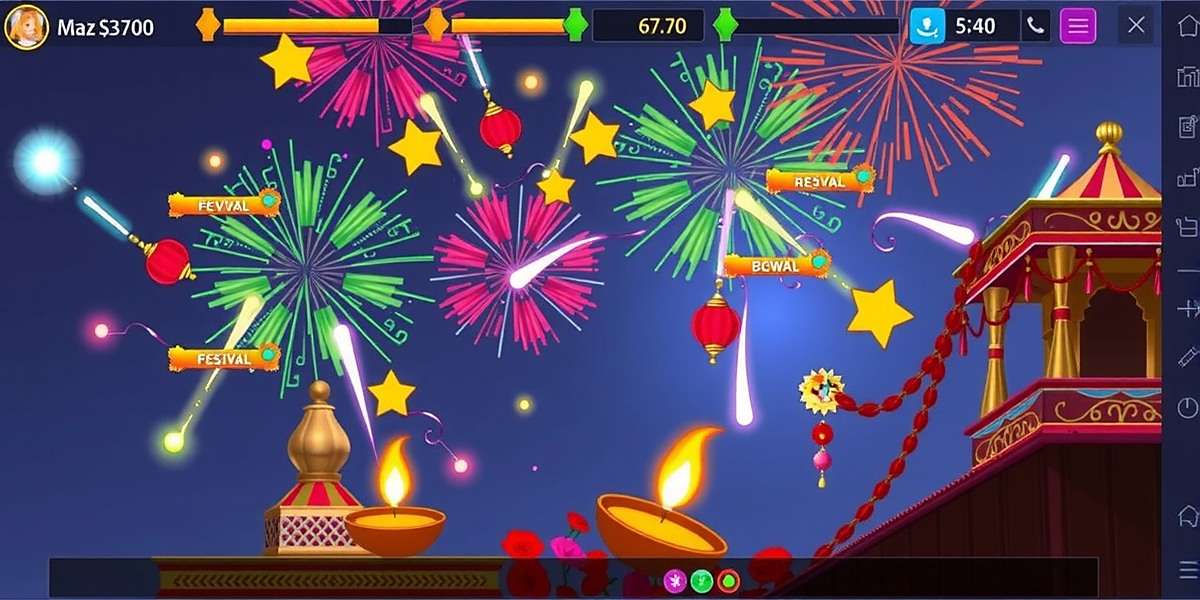 Fiesta Strike Stars - Festival Themed Action Game Fiesta Strike Stars gameplay showing Diwali festival battle with fireworks and traditional Indian decorations