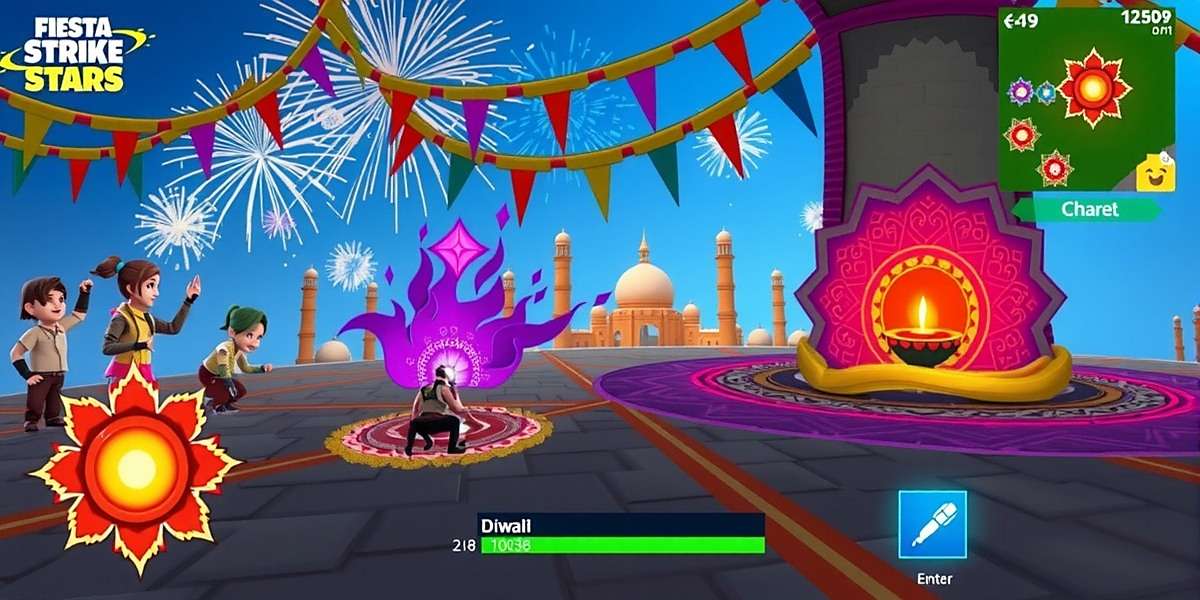 Festival Battle Royale - The Most Popular Mode Fiesta Strike Stars Festival Battle Royale mode showing players competing in a Diwali-themed map with fireworks and rangoli decorations